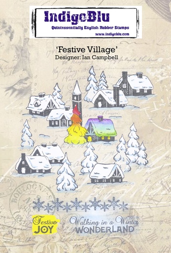 Festive Village A6 Red Rubber Stamp